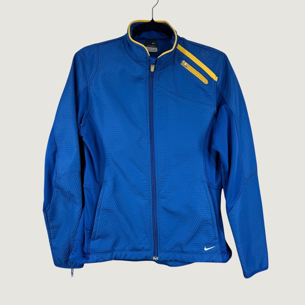 Nike Sphere Pro Womens Full Zip Jacket Blue Yellow Textured H6USV Size Medium